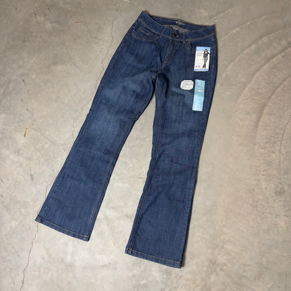 NWT Y2K Riders by Lee Bootcut Jeans Women 10P Dark Blue Slender Stretch Slimming